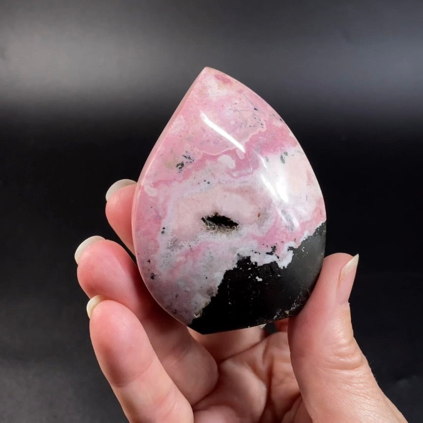 Rhodonite Polished Teardrop Freeform Stone from Peru