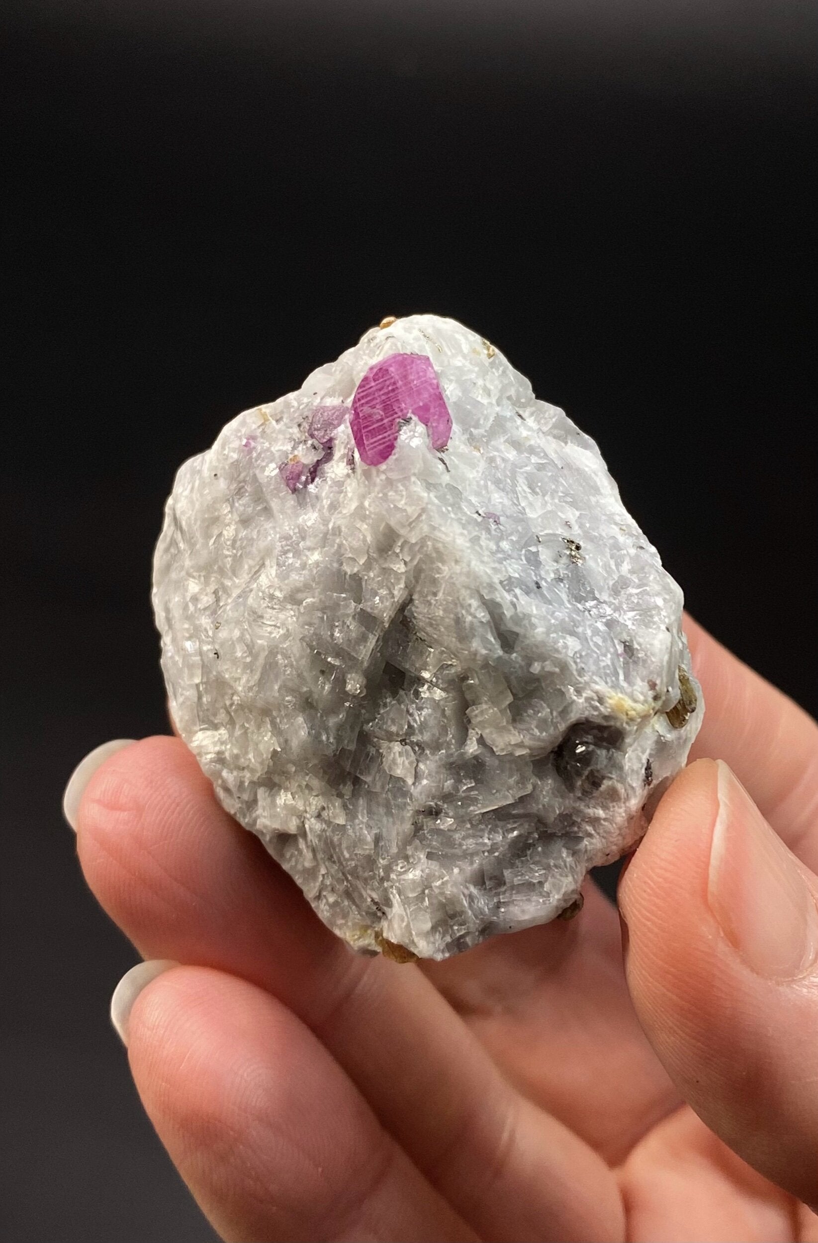 Pseudo Octahedral Natural Ruby Crystals on Marble Matrix, Jegdalek, Afghanistan