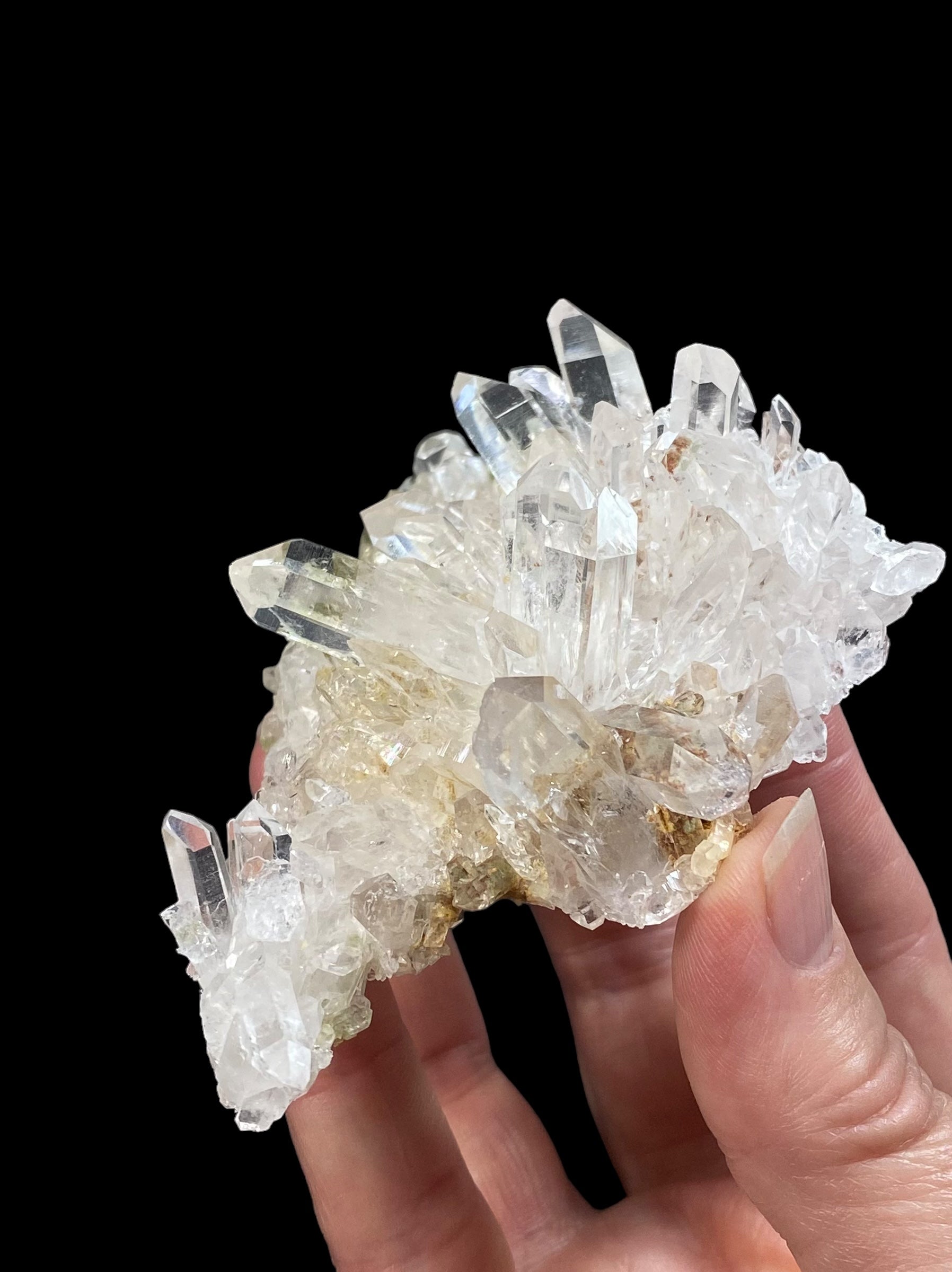 Chlorite Included Quartz Crystal Cluster