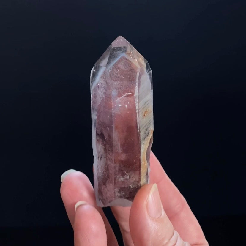 Red Hematite Double Phantom Sunset Quartz Dow Crystal - Tamil Nadu, India