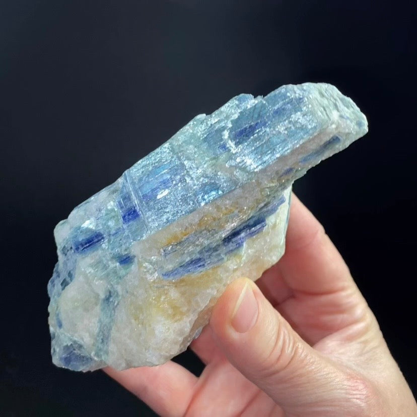 Blue Kyanite and Quartz Specimen with Red Fluorescence from Kunar Province, Afghanistan