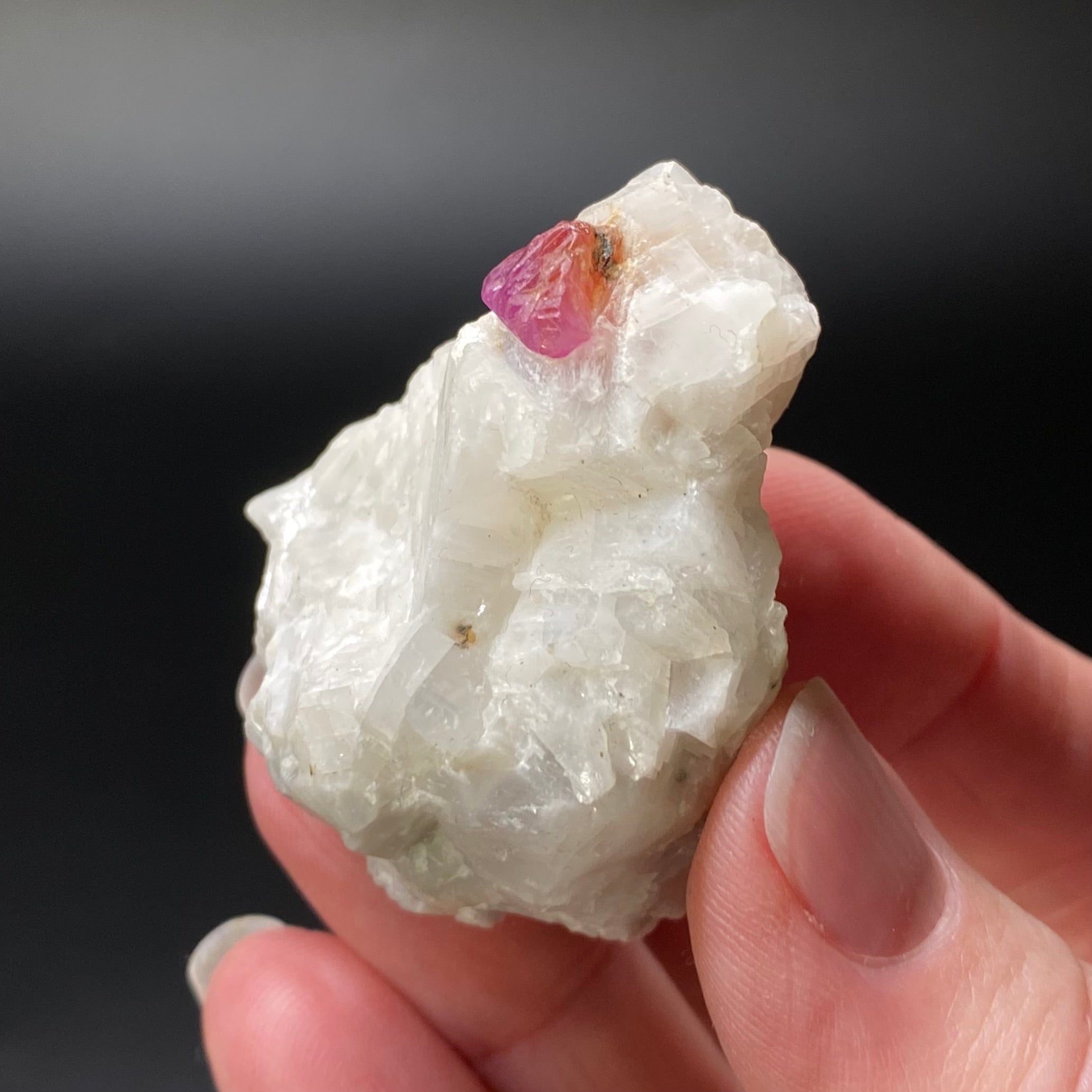 Pseudo Octahedral Natural Ruby Crystal on Marble Matrix, Jegdalek, Afghanistan