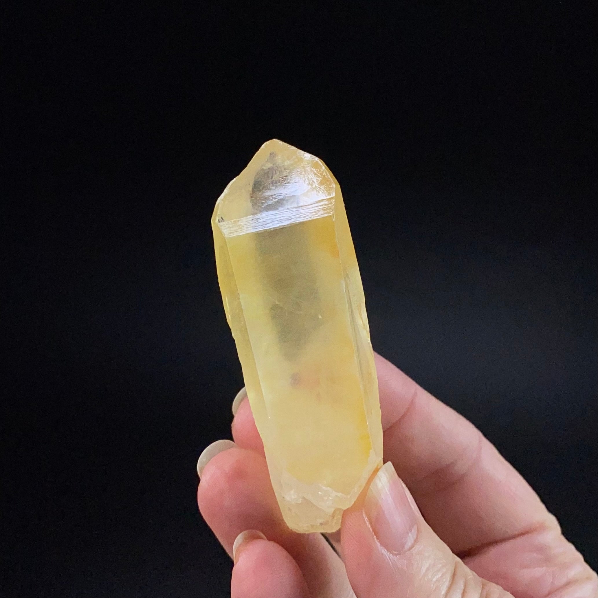 Golden Quartz Crystal with Natural Yellow Iron Oxide Surface Coating