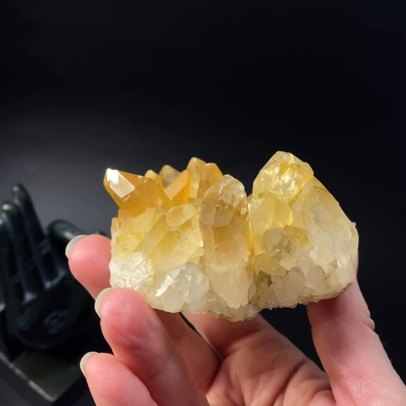 Clear Quartz Crystal Cluster with Natural Yellow Iron Oxide Coating