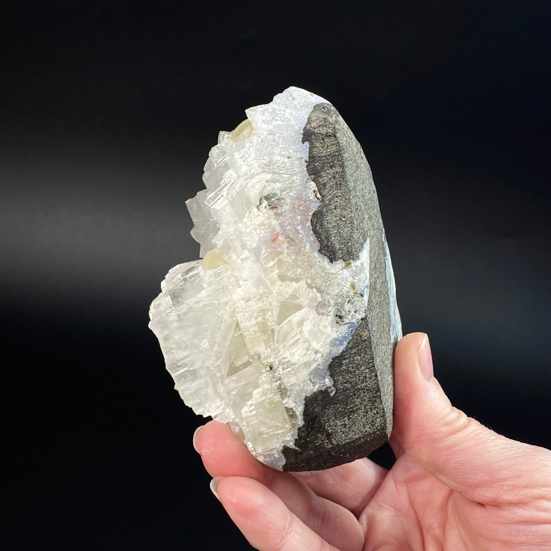 Botryoidal Yellow Fluorite & Calcite on Quartz, Mahodari, Nashik District, Maharashtra, India