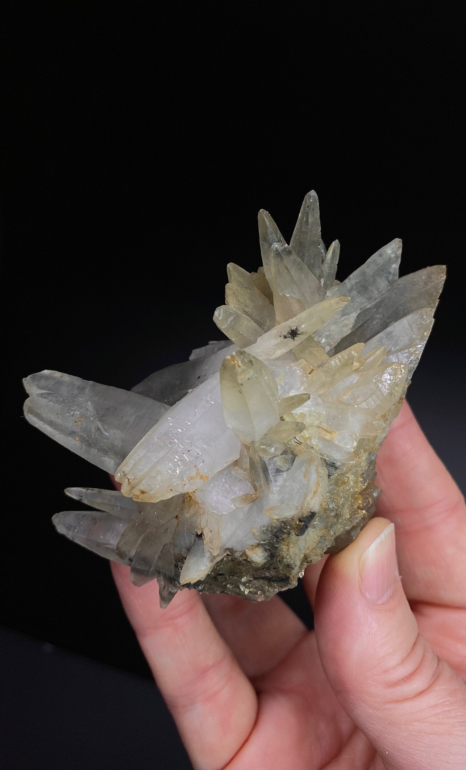 Laser Quartz Crystal Cluster with Hematite Inclustions