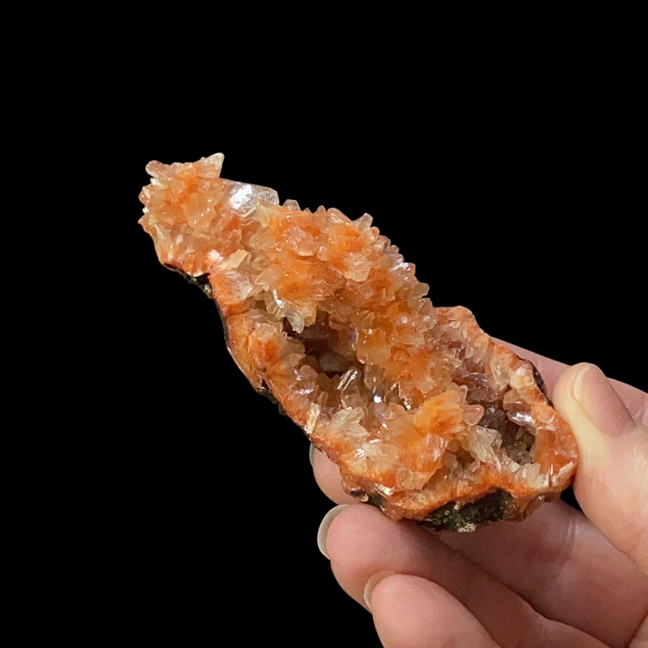 Orange & Clear Heulandite Fan Crystal Cluster