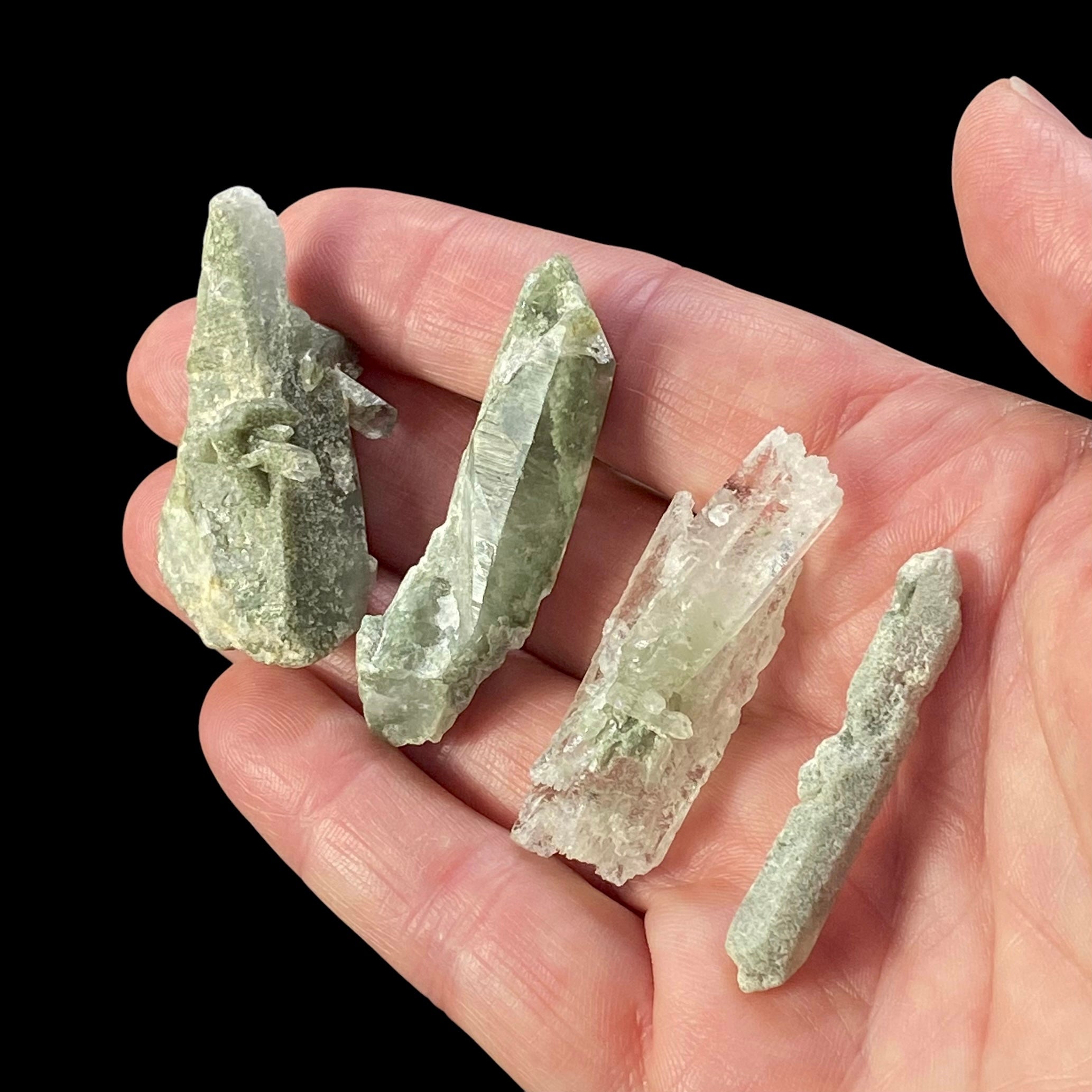 Chlorite Included Quartz Crystals 4 Piece Lot