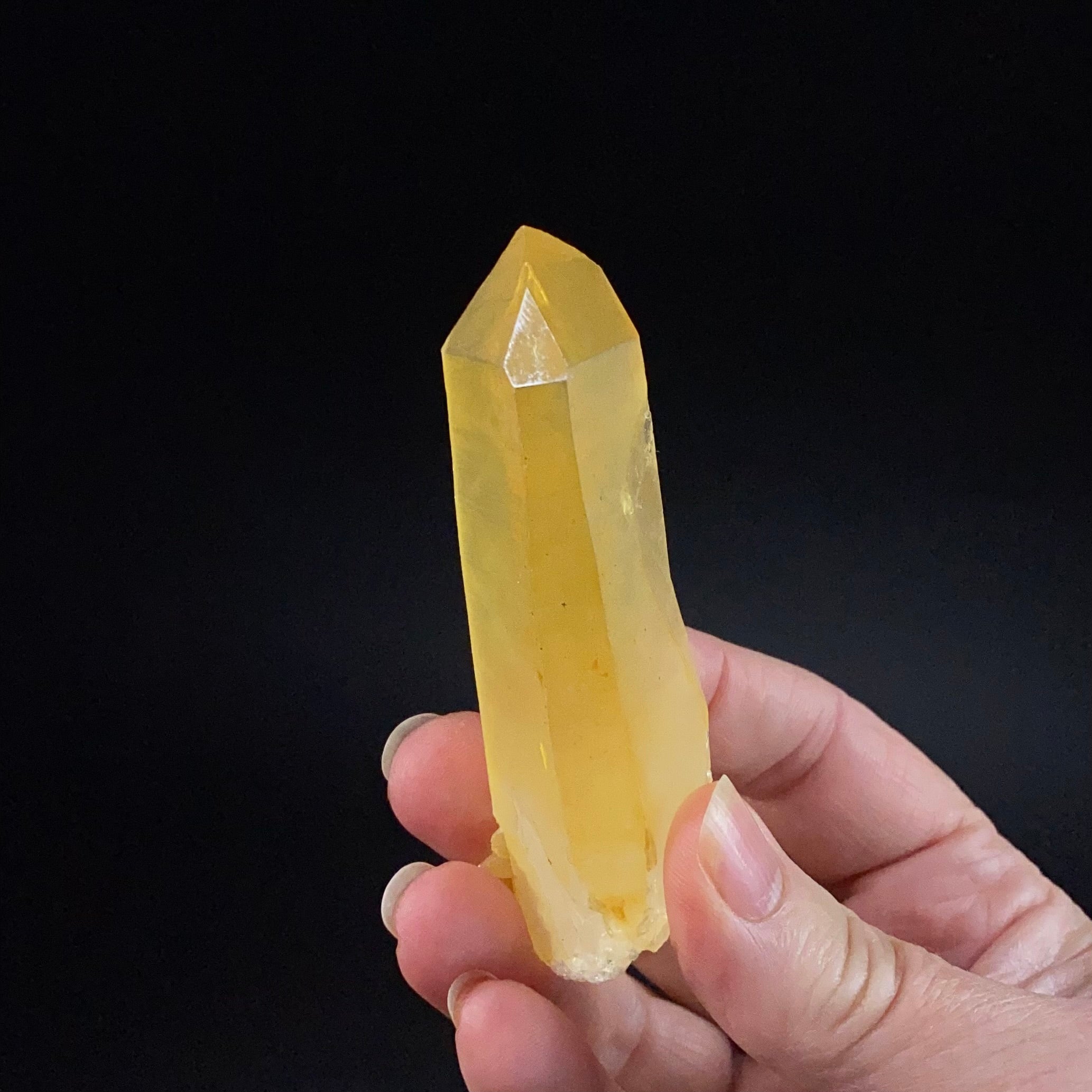 Golden Quartz Crystal with Natural Yellow Iron Oxide Surface Coating