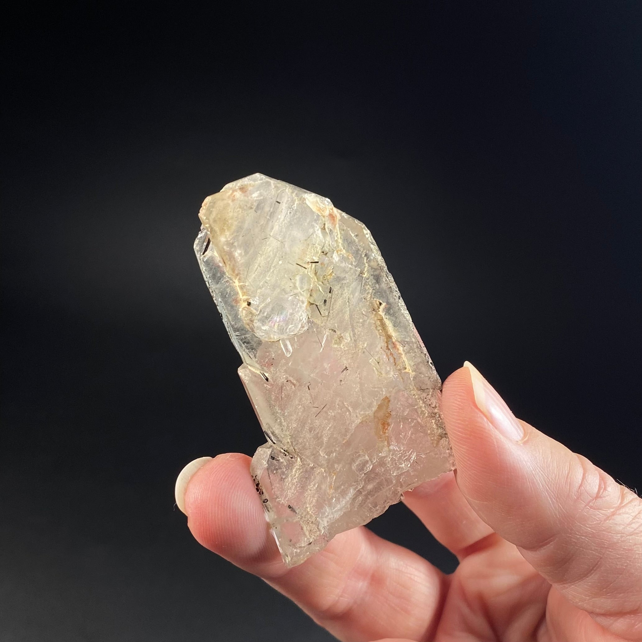 Tabular Quartz Crystal with Black Tourmaline Inclusions