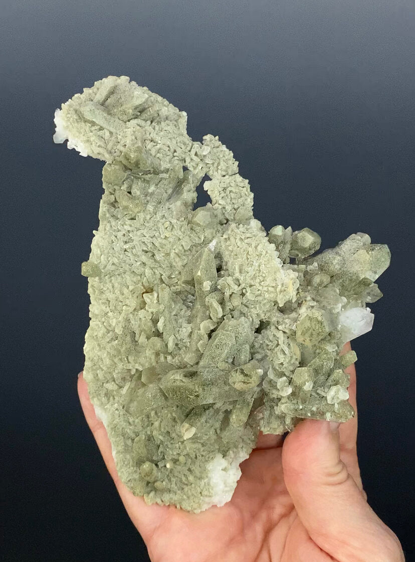 Chlorite Included Quartz Crystal Cluster with Pericline