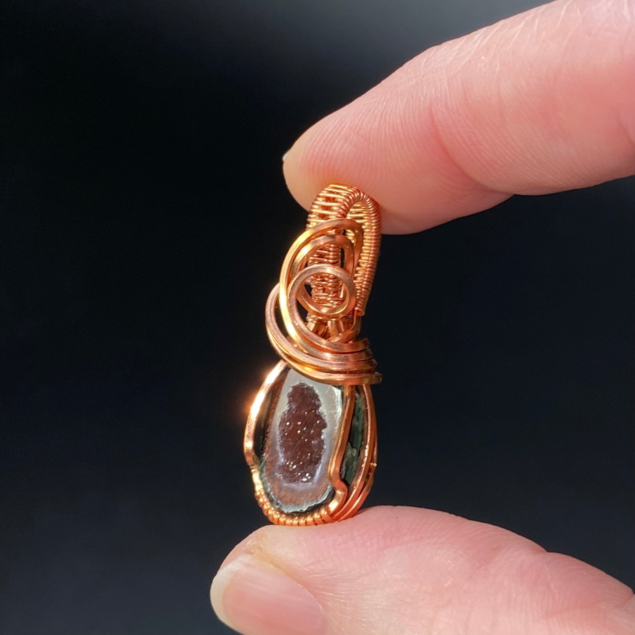 Tabasco Geode & Copper Wire Wrapped Pendant