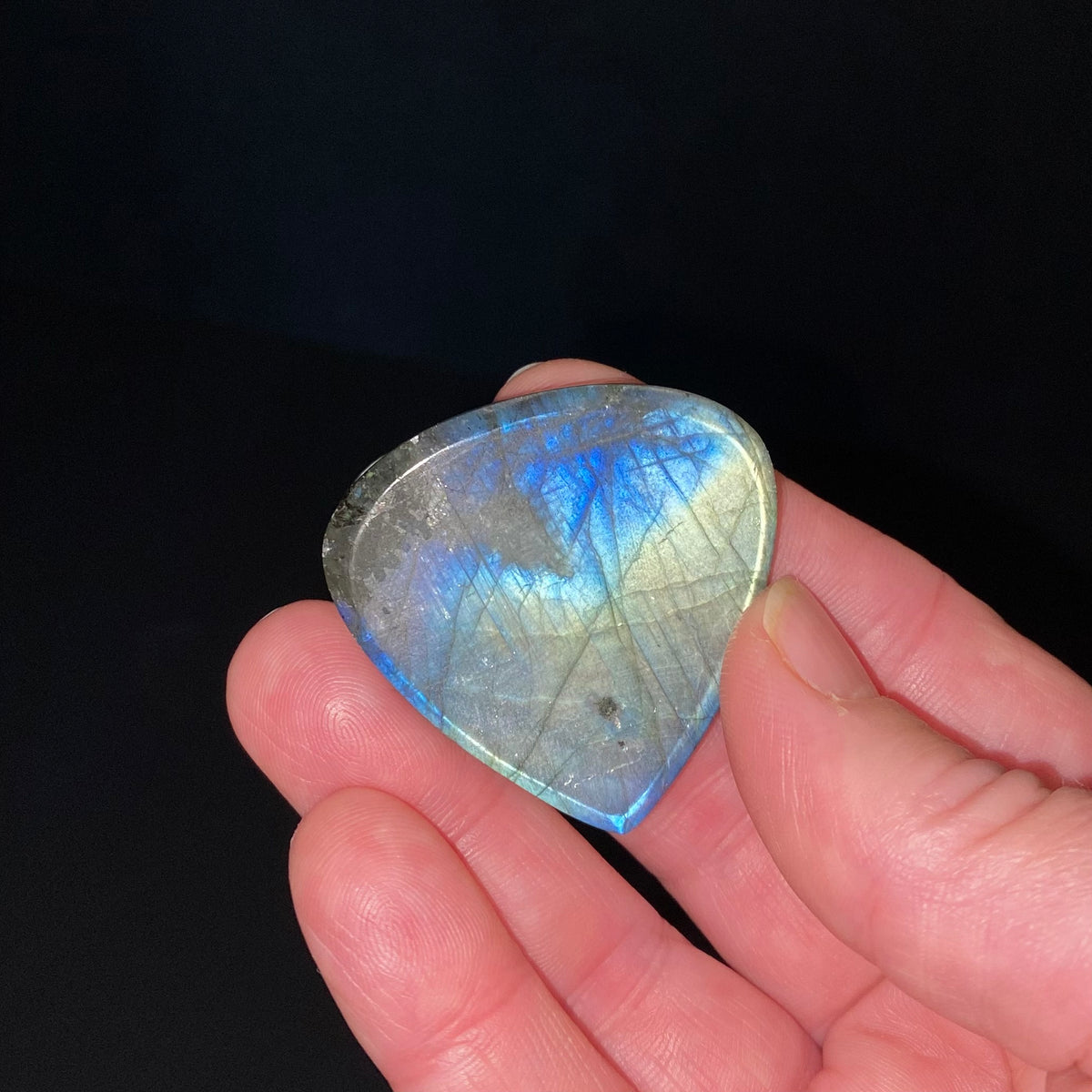 Blue Green Flash Labradorite Teardrop Shaped Cabochon