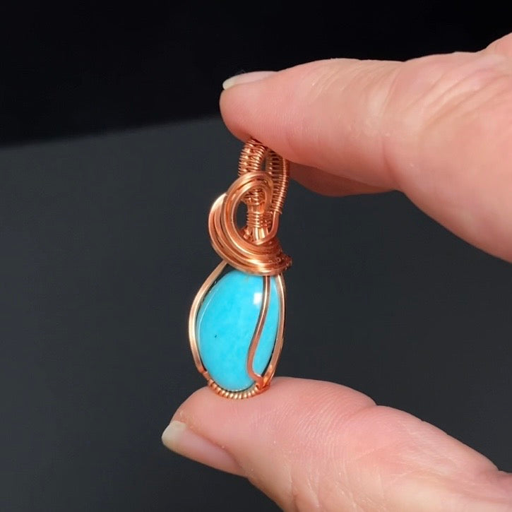 Turquoise & Copper Wire Wrapped Pendant