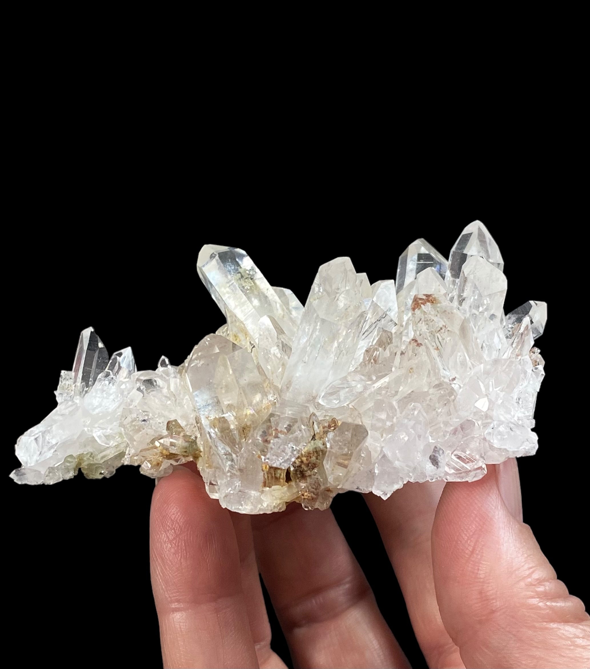 Chlorite Included Quartz Crystal Cluster