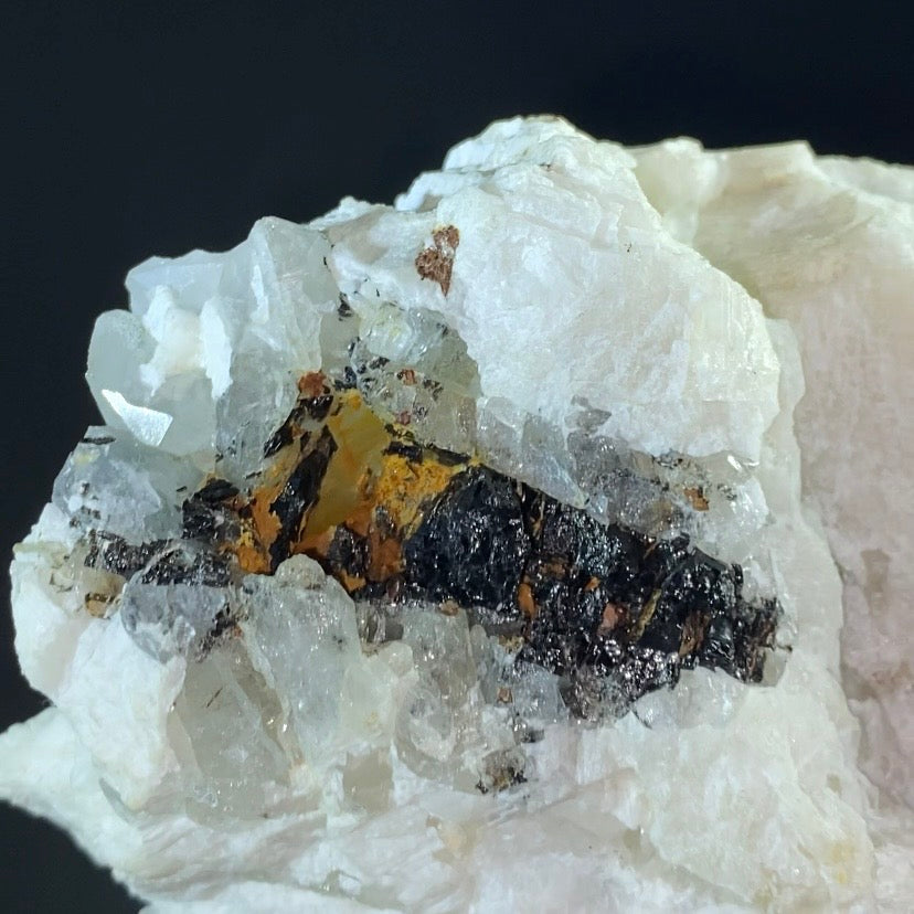 Red Spessartine Garnet Crystals with Quartz and Feldspar