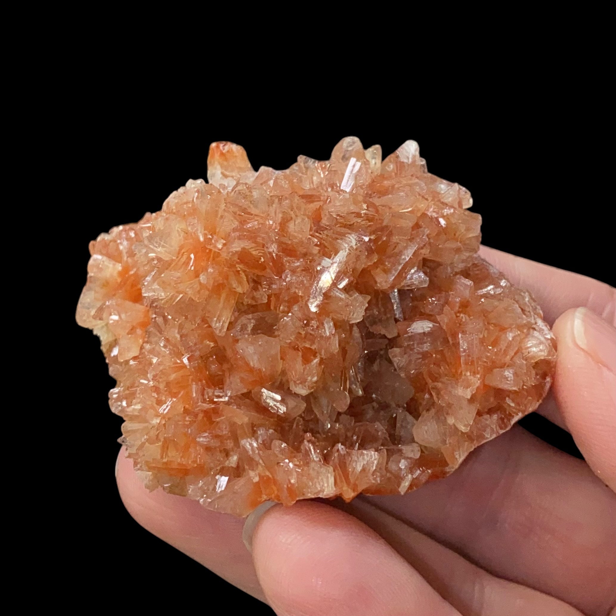 Orange & Clear Heulandite Fan Crystal Cluster