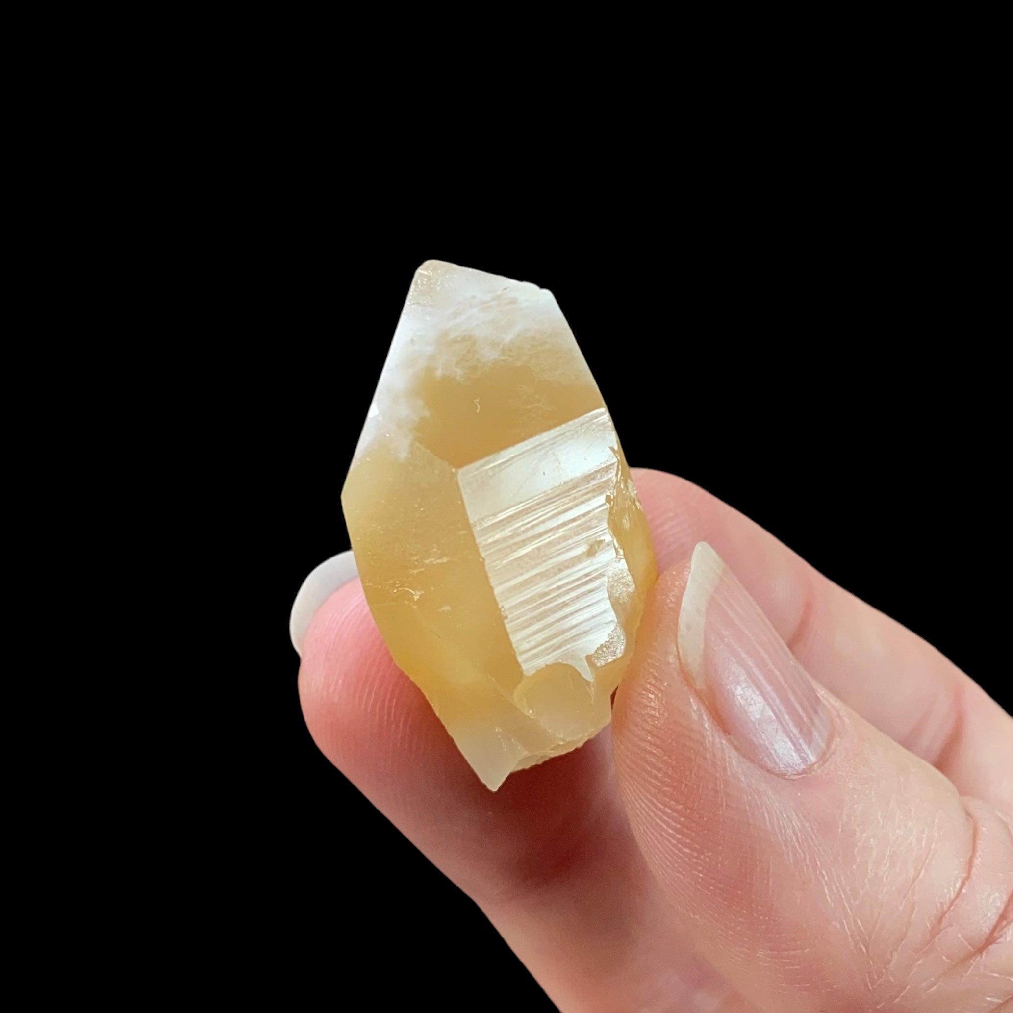 Trigonal Habit Bone Quartz Crystal with Halloysite Inclusions