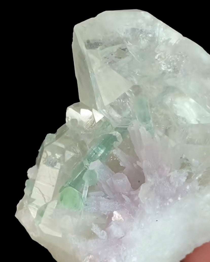 Lepidolite, Green Tourmaline & Quartz Cluster