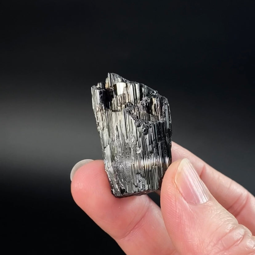 Etched Black Tourmaline Schorl Crystal