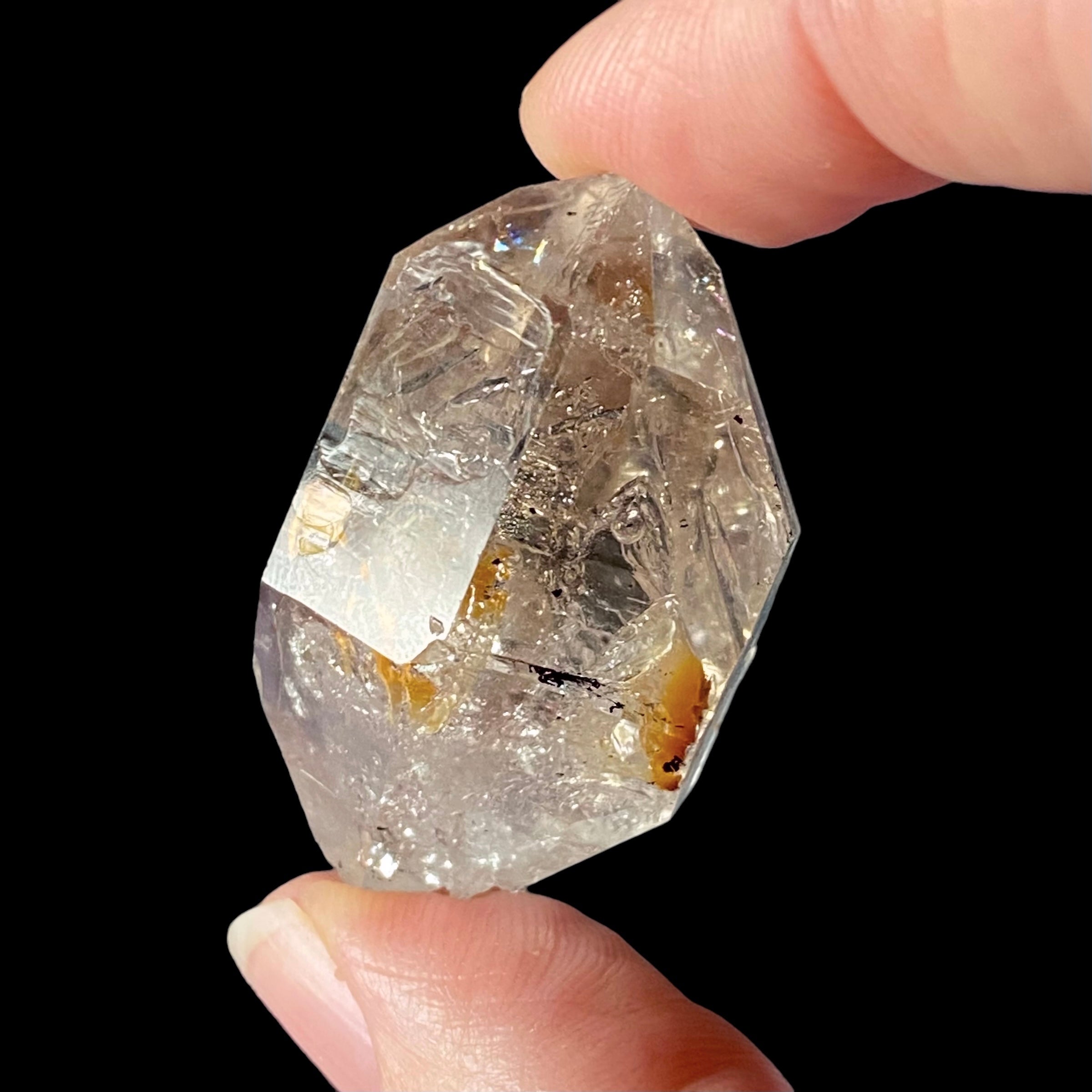 Double Terminated Quartz Crystal with Moving Water Bubble, Two Phase Fluid Inclusion