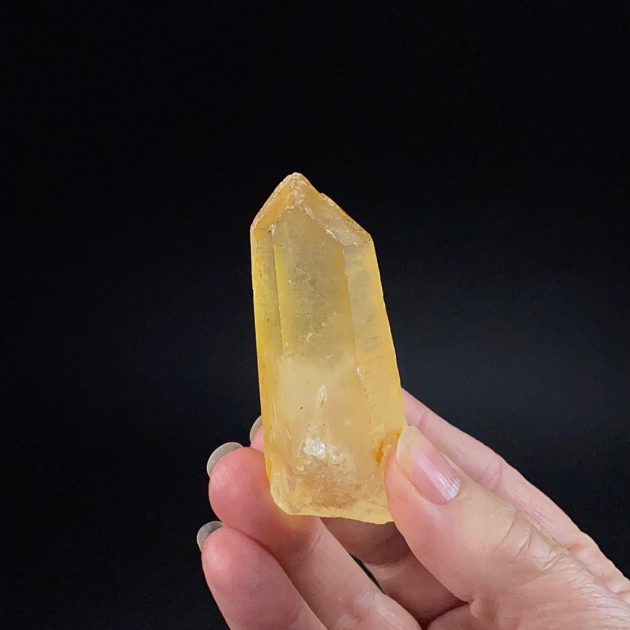Golden Quartz Crystal with Natural Yellow Iron Oxide Surface Coating