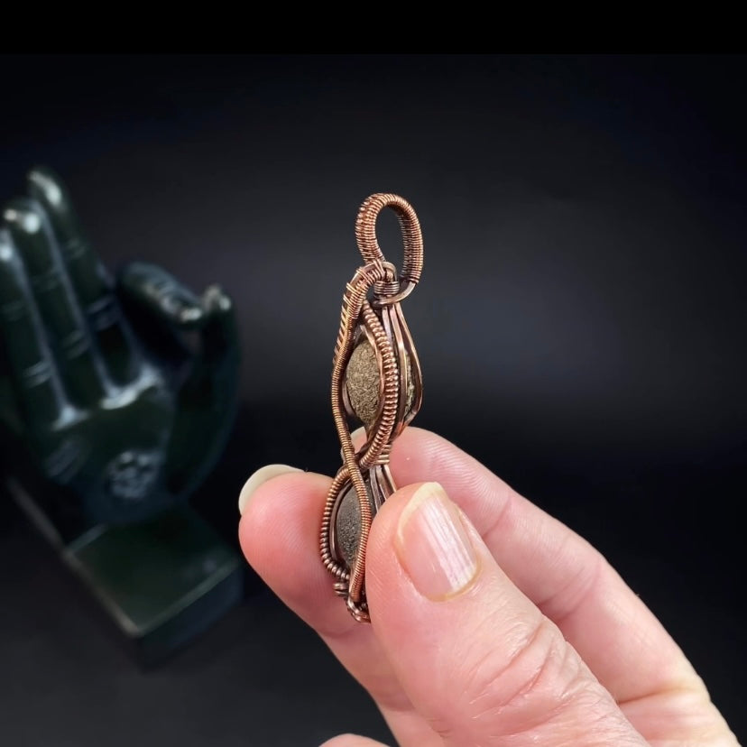 Copper Wire Wrapped Kansas Pop Rock Duo Pendant – Handcrafted Boji Stone Jewelry
