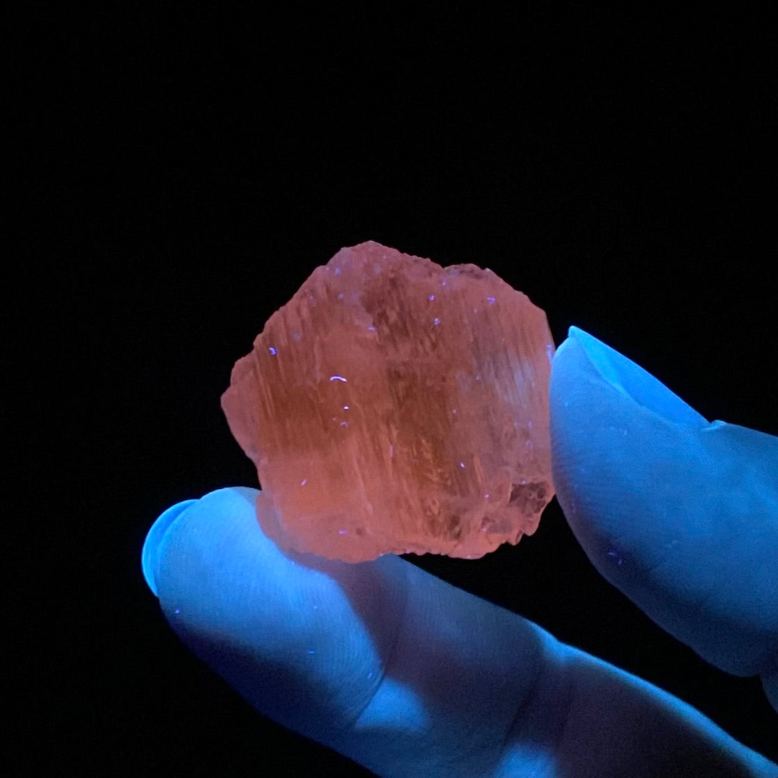 Pink Kunzite Spodumene Crystal, Fluorescent with Multiple Terminations