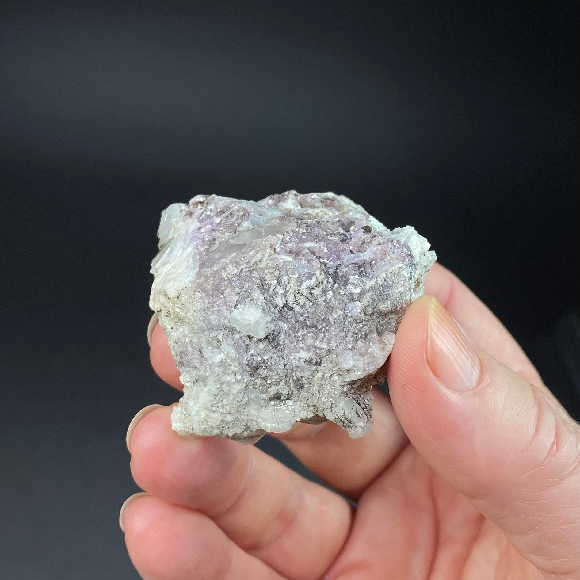 Pale Green & Pink Watermelon Tourmaline Crystal with Lepidolite & Cleavelandite