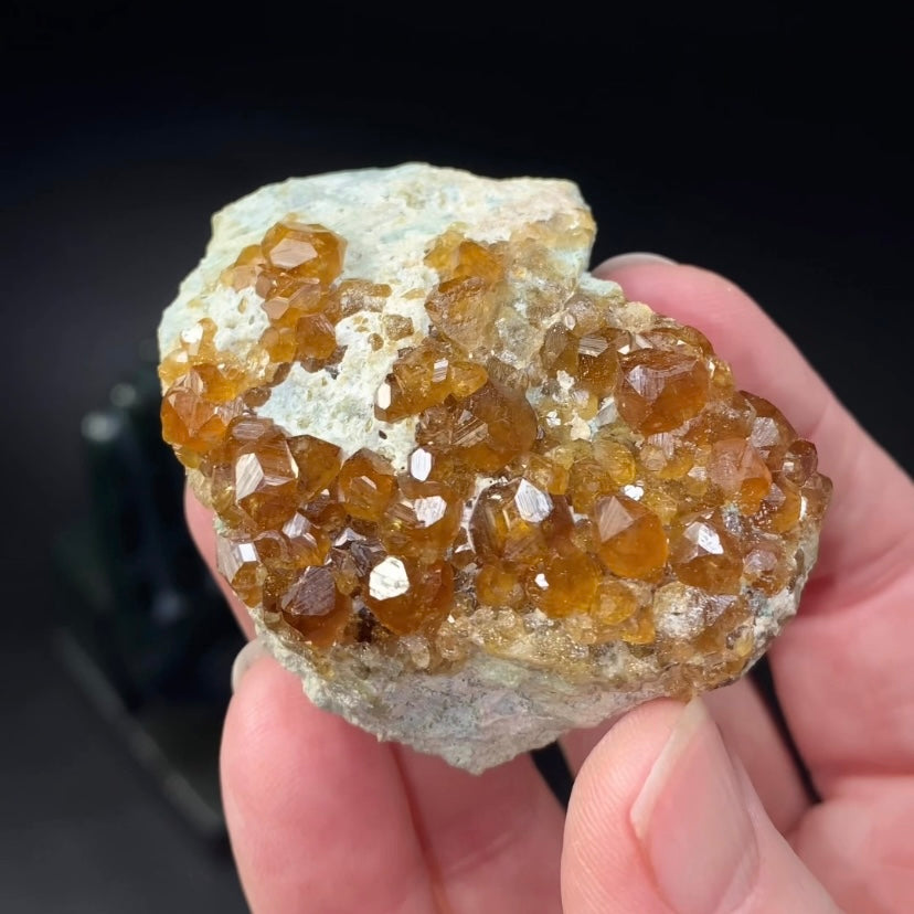 Orange Garnet Crystals on Matrix from Mohmand Agency, Pakistan