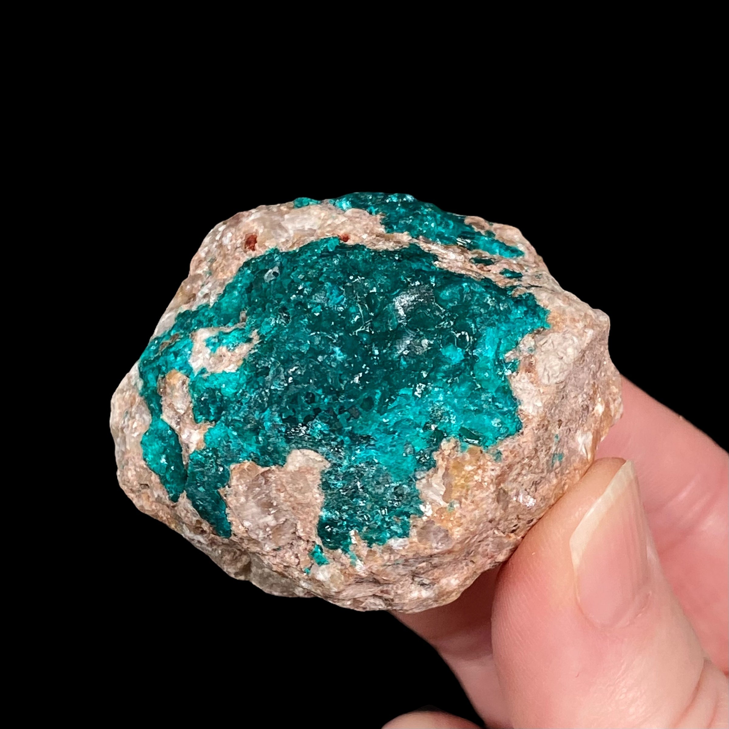 Dioptase Crystals on Sandy Quartz Rich Matrix