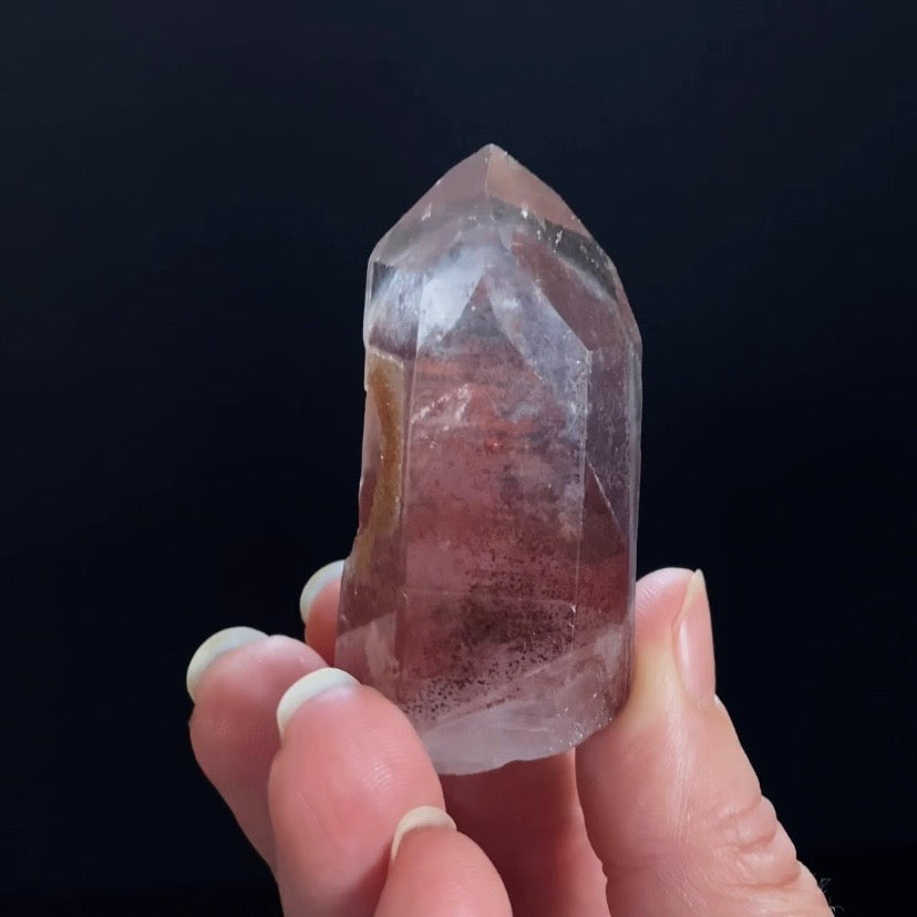 Red Hematite Double Phantom Sunset Quartz Crystal - Tamil Nadu, India