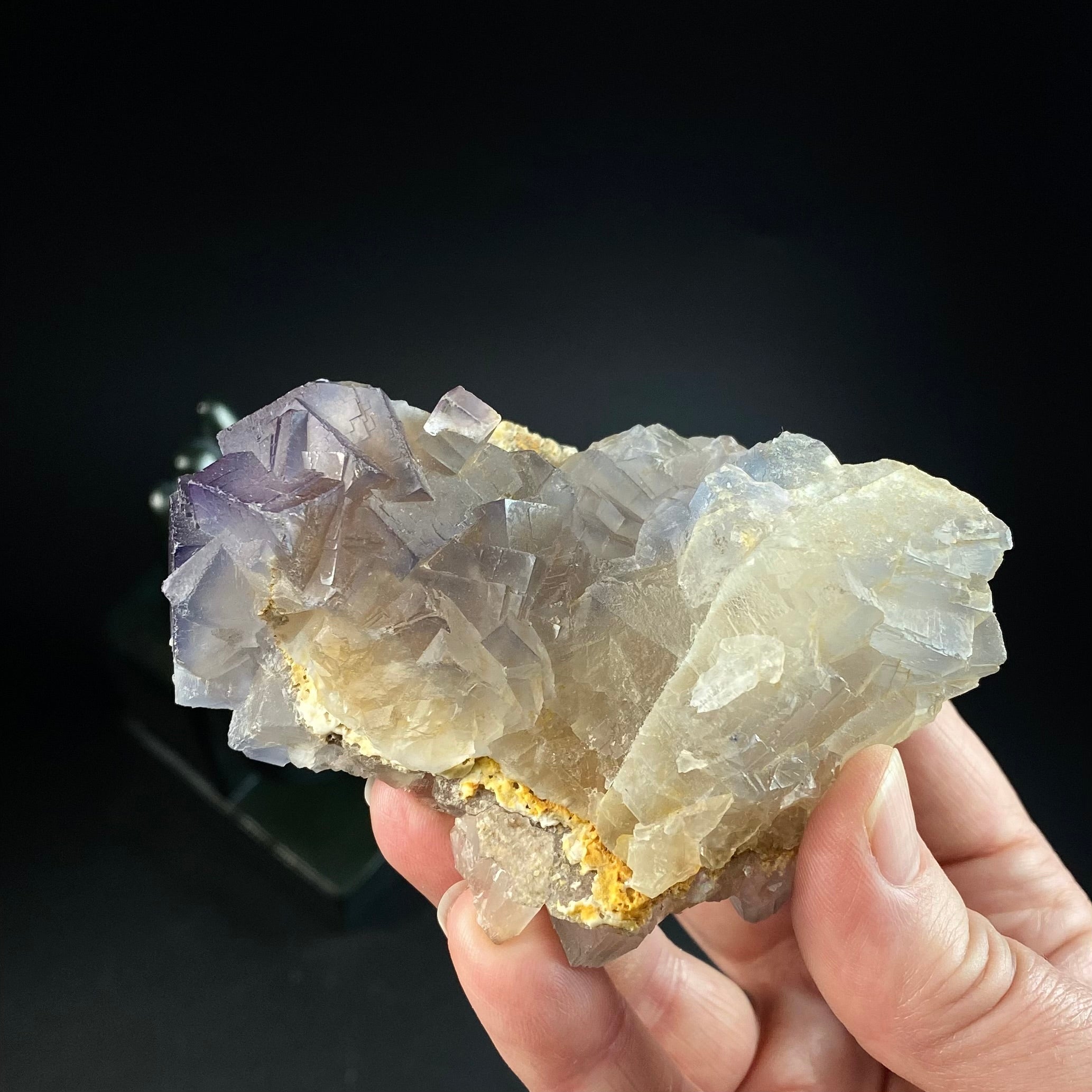 Cubic Purple and Gray Fluorite Crystal Cluster from Balochistan, Pakistan