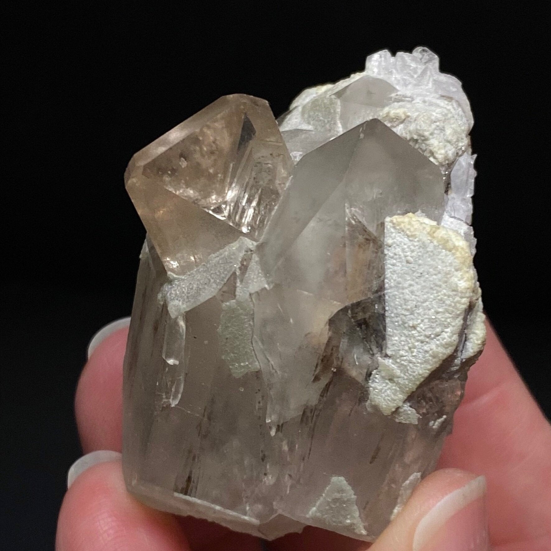 Topaz Crystal with Garnet Included Light Smoky Quartz & Minor Mica and Feldspar