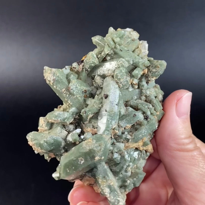Lustrous Chlorite Included Quartz Cluster