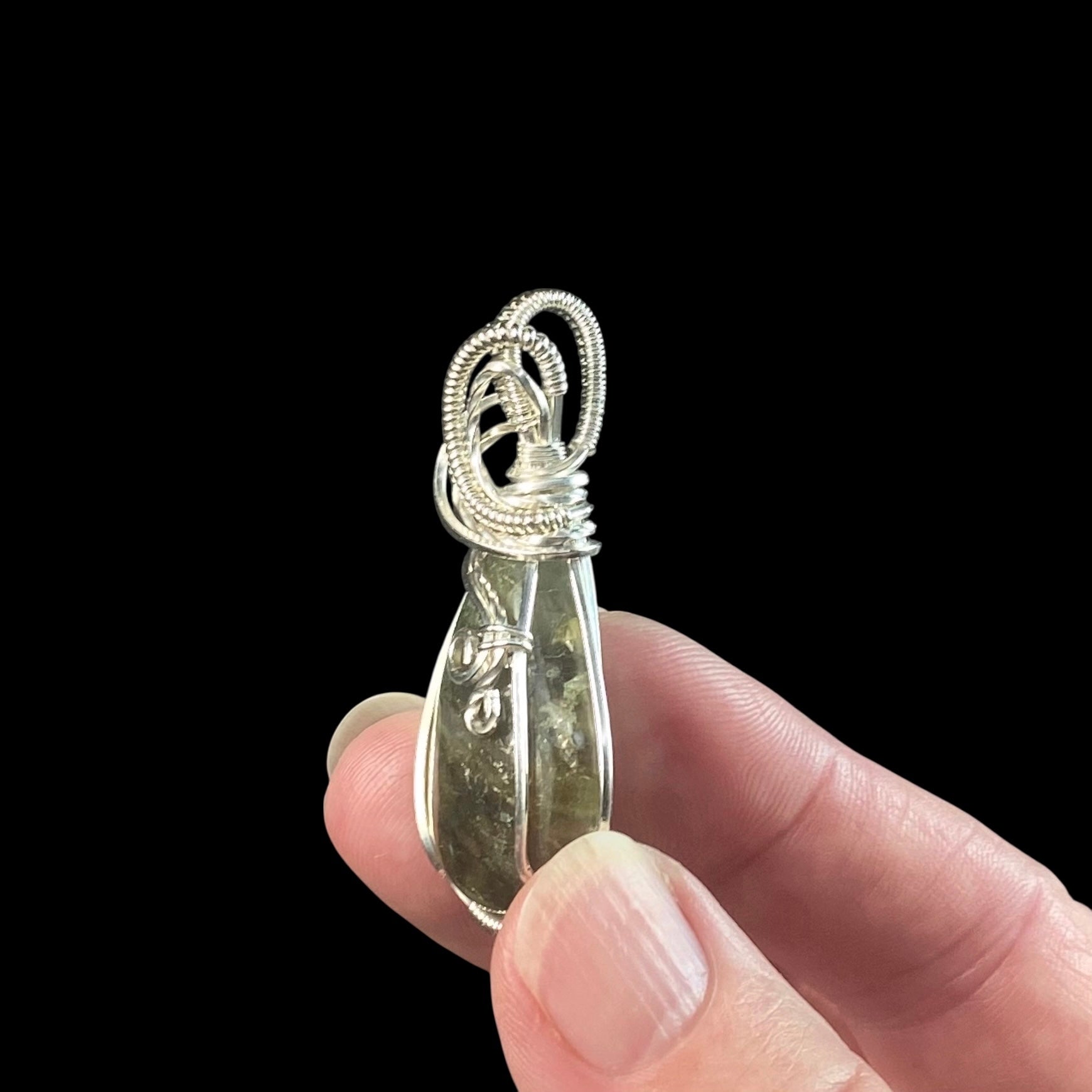 Labradorite & Sterling Silver Wire Wrapped Pendant, Natural Stone & Crystal Jewelry