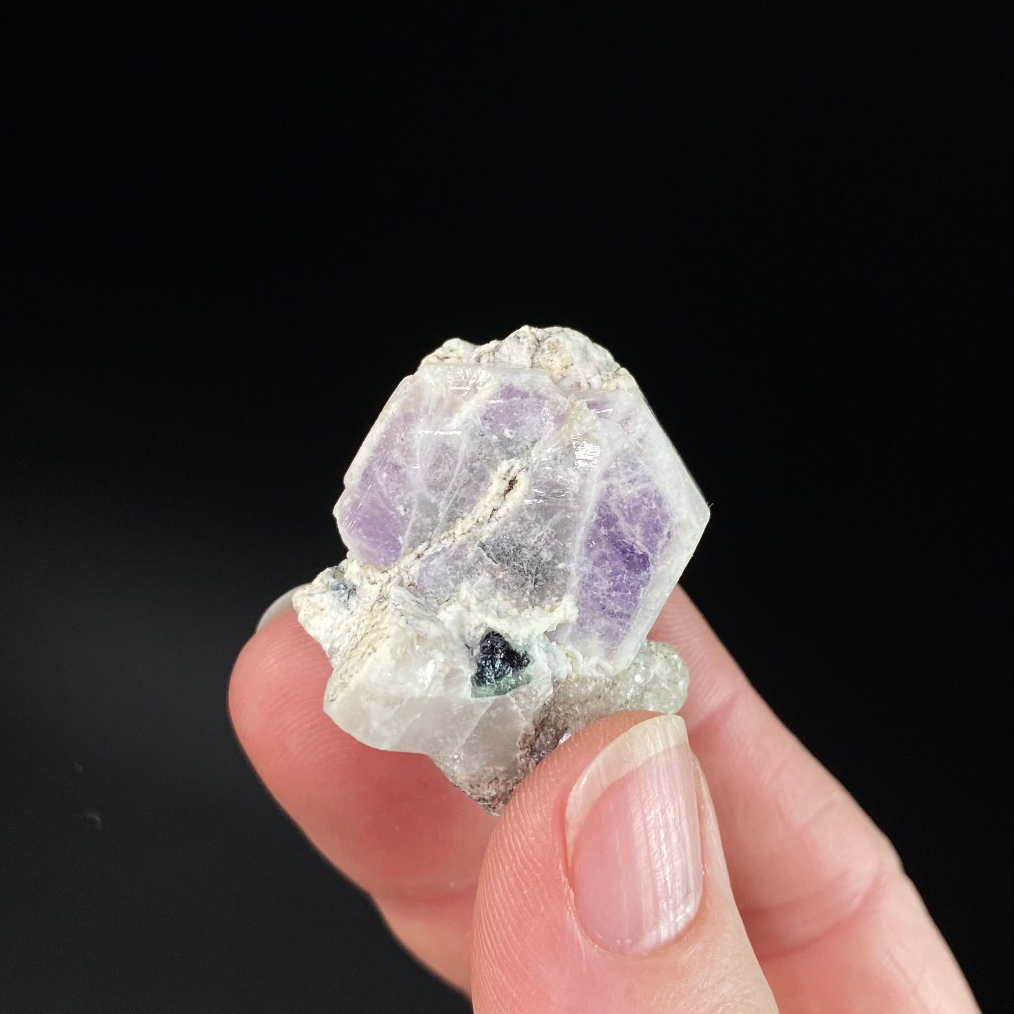 Double Terminated Bi Color Purple & White Apatite Crystals on Matrix from Pech, Afghanistan