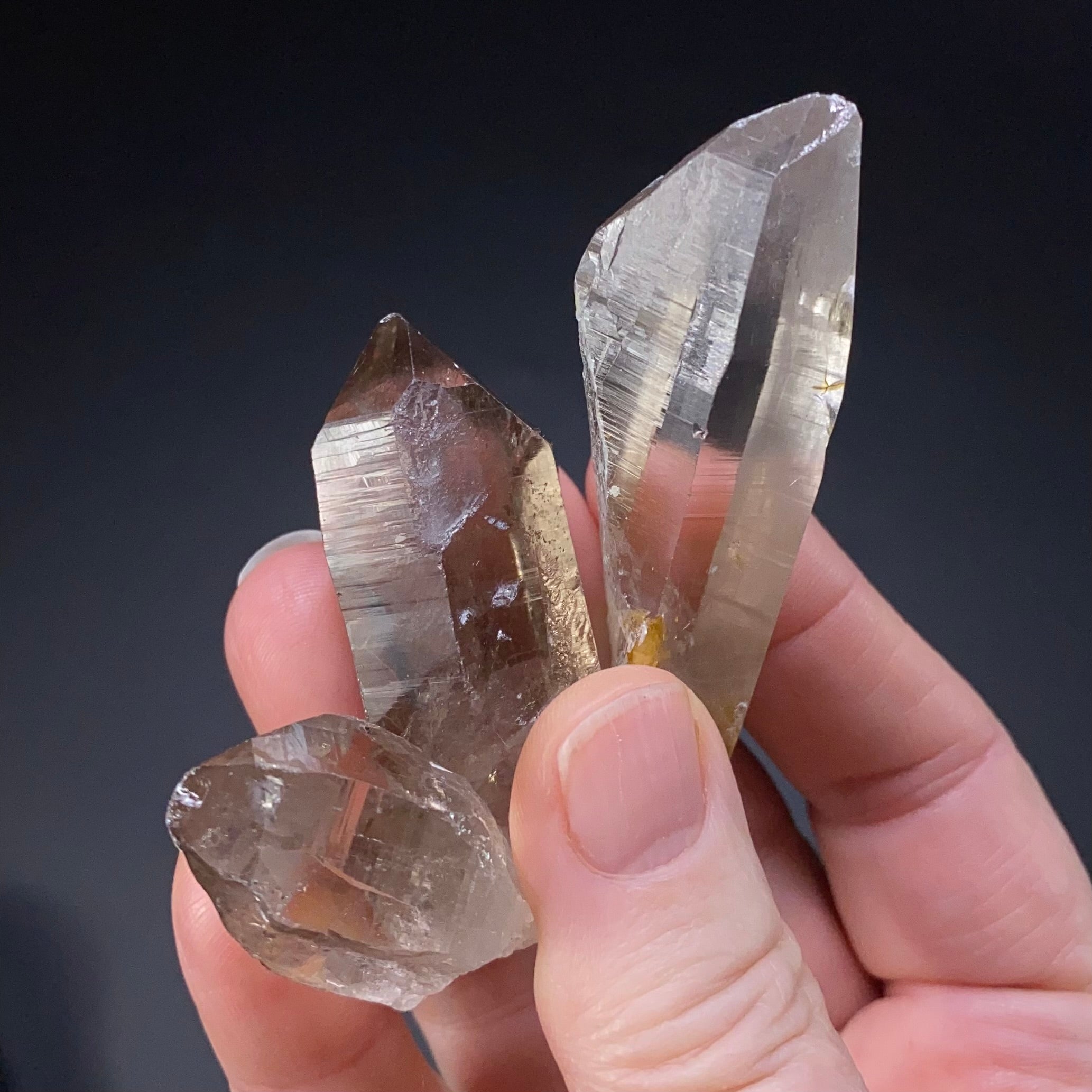 Smoky Clear Quartz Crystal Lot of 3 Pieces