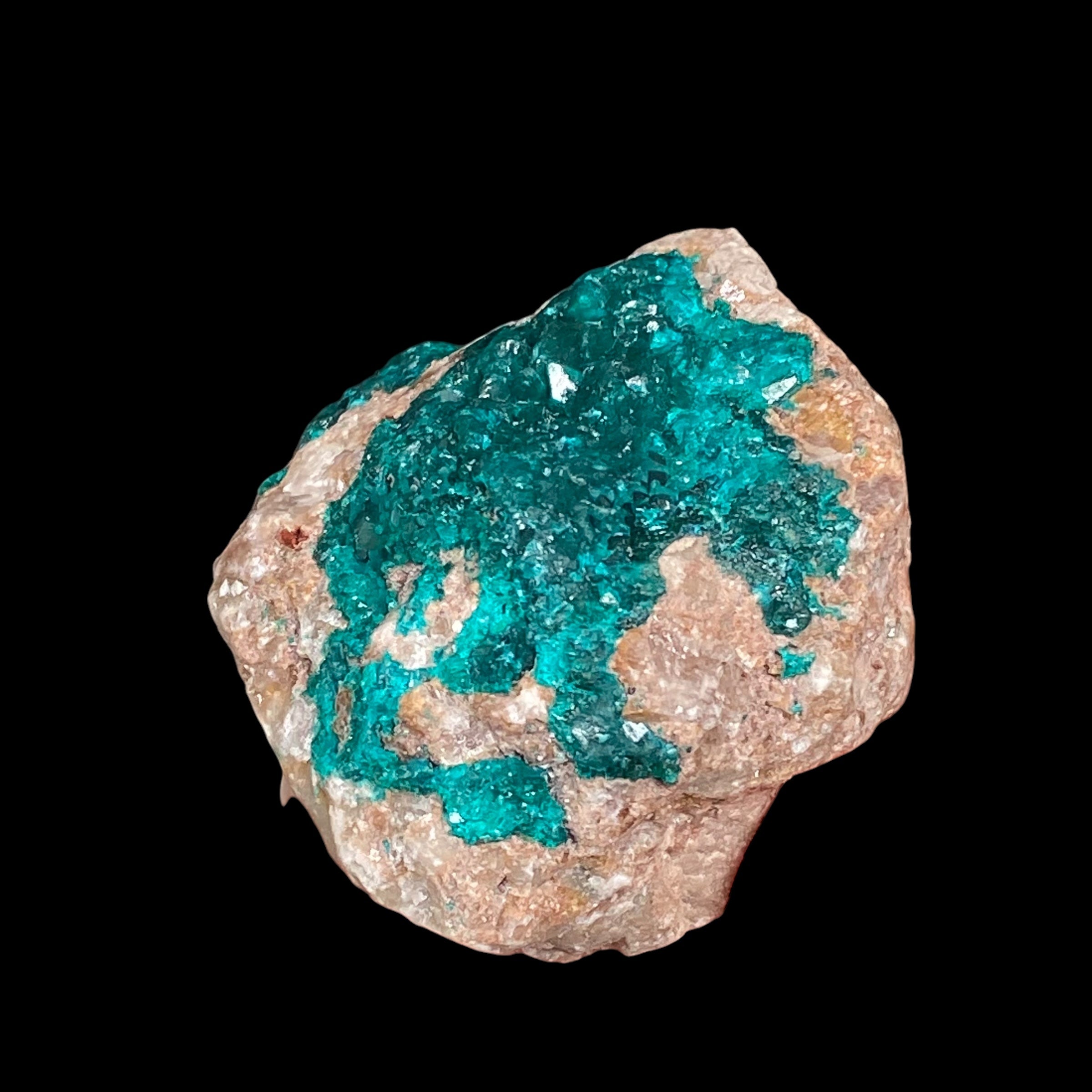 Dioptase Crystals on Sandy Quartz Rich Matrix