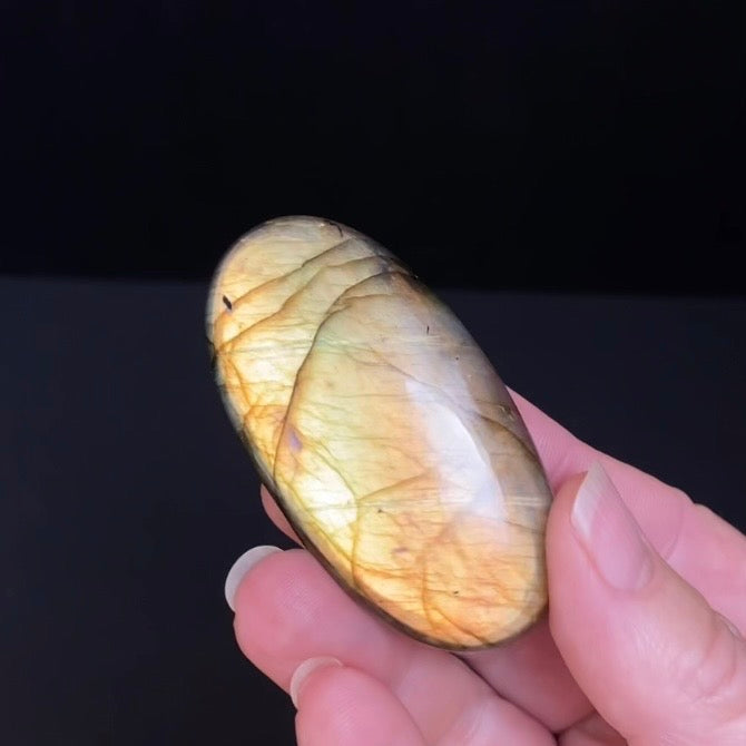 Golden Yellow Flash Labradorite Oval Shaped Cabochon