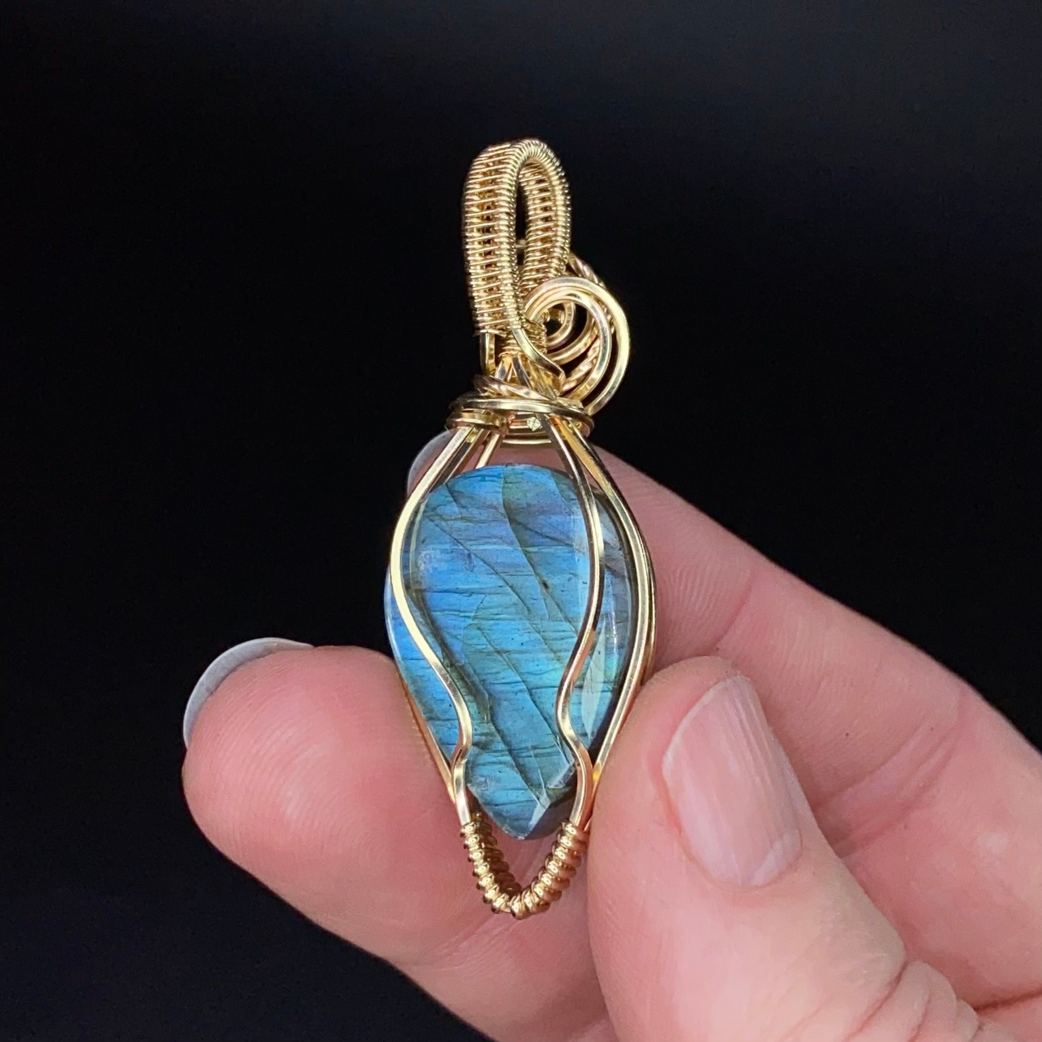 Labradorite & 14k Gold Filled Wire Wrapped Pendant