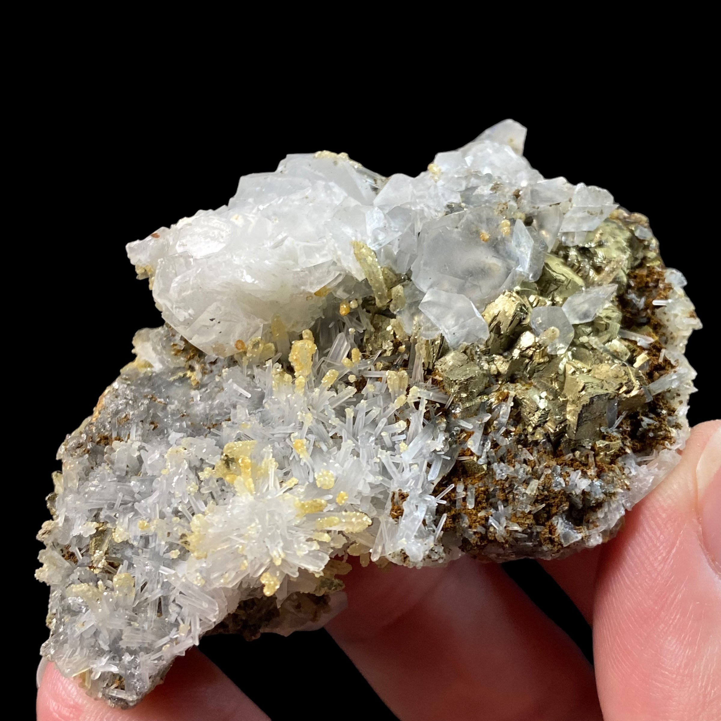 Pyrite & Fluorescent Calcite Cluster from Trepça Mines, Kosovo