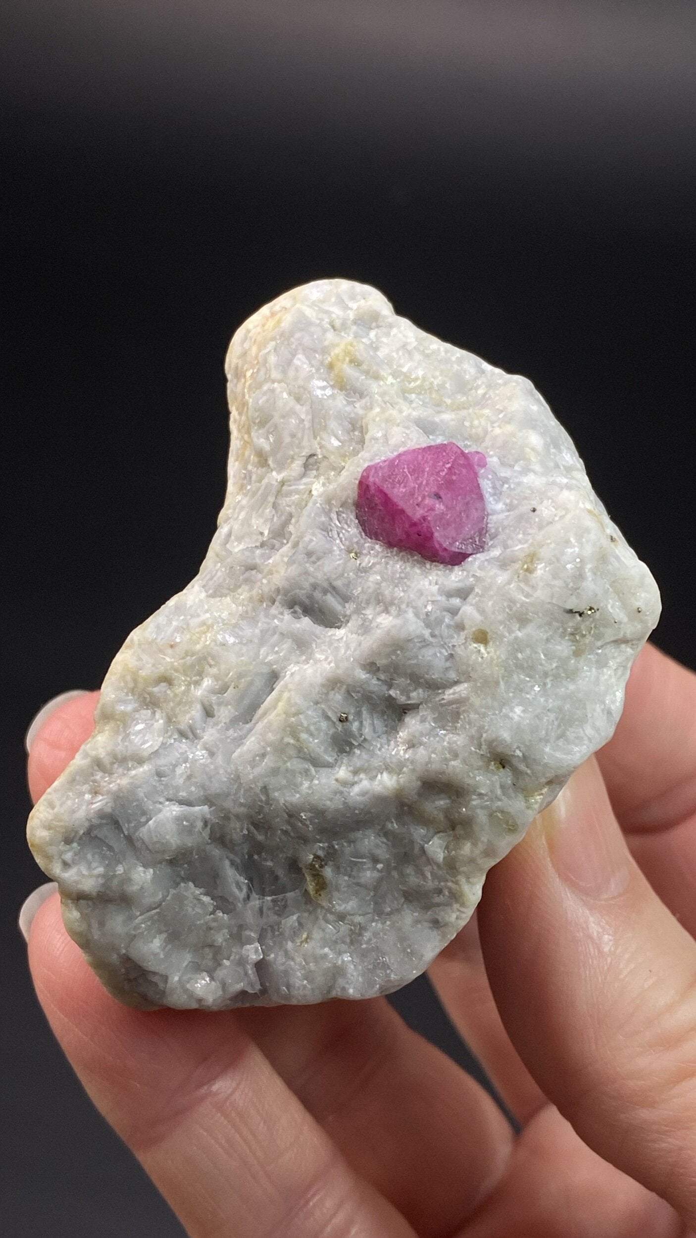 Pseudo Octahedral Natural Ruby Crystal on Marble Matrix, Jegdalek, Afghanistan