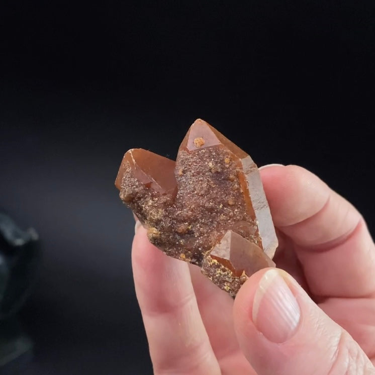 Red Hematite Quartz Crystal Specimen from Tourash, Morocco