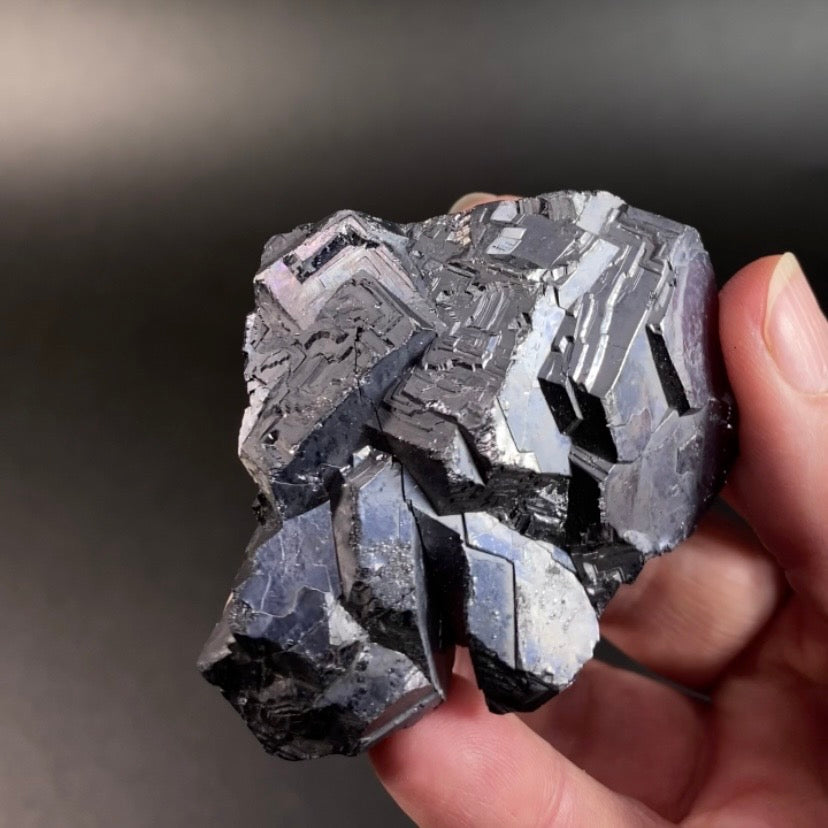 Skeletal Galena Cluster with Iridescence from Trepça Mine Complex, Kosovo