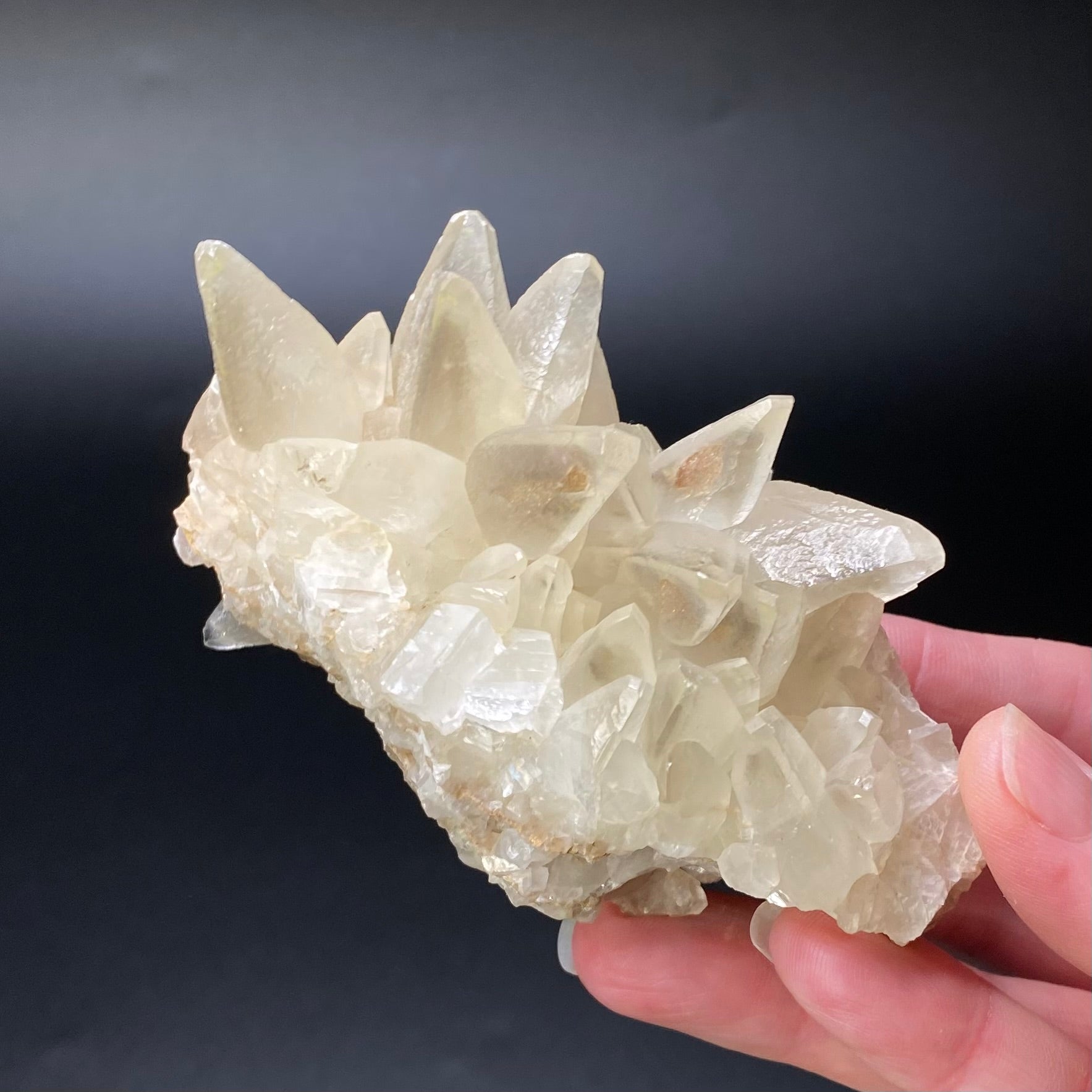 Scalenohedral Dog Tooth Calcite Cluster with Orange Fluorescent Inclusions