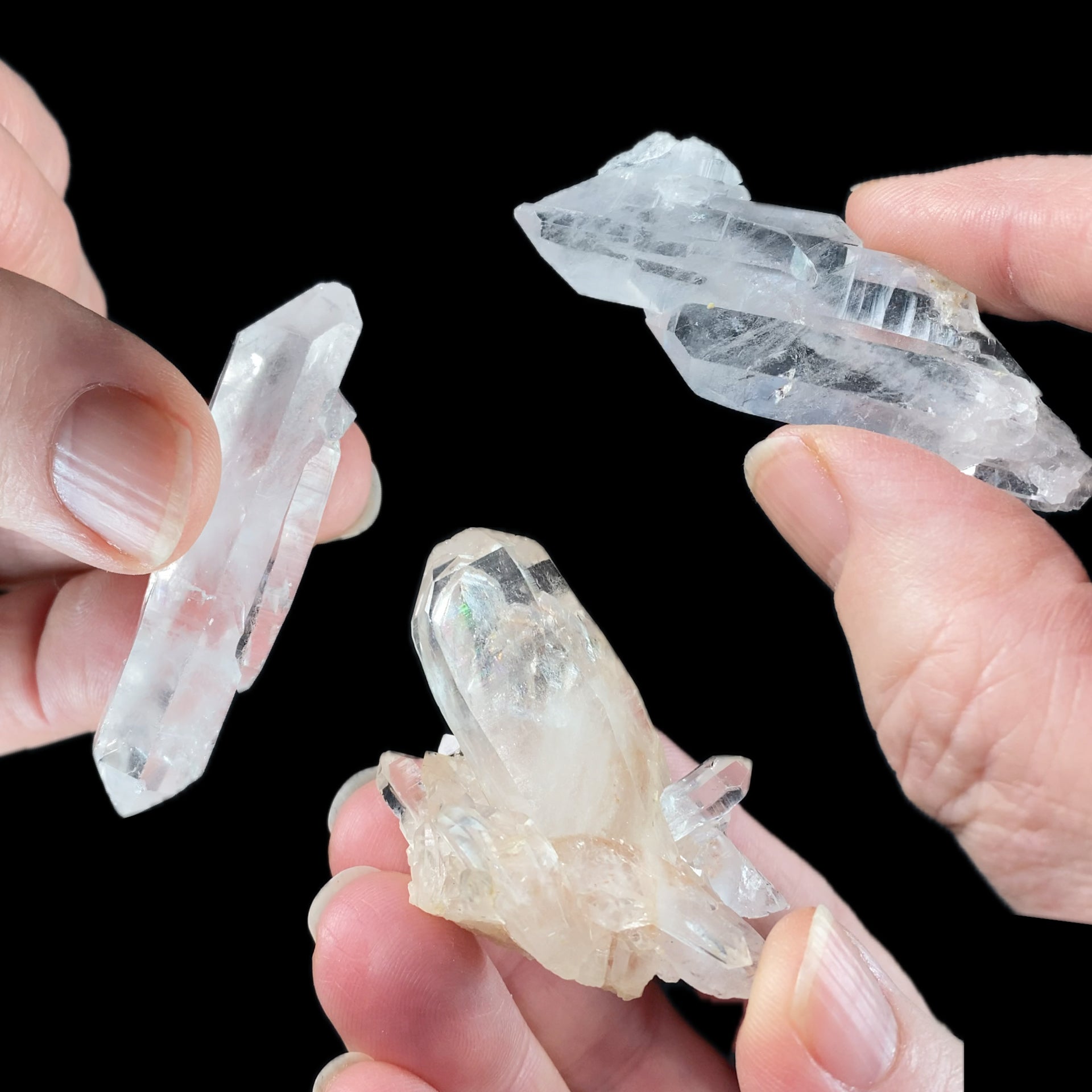 Quartz Sampler Lot 3 Pieces, Faden Quartz, Double Terminated & Himalayan Quartz Crystals