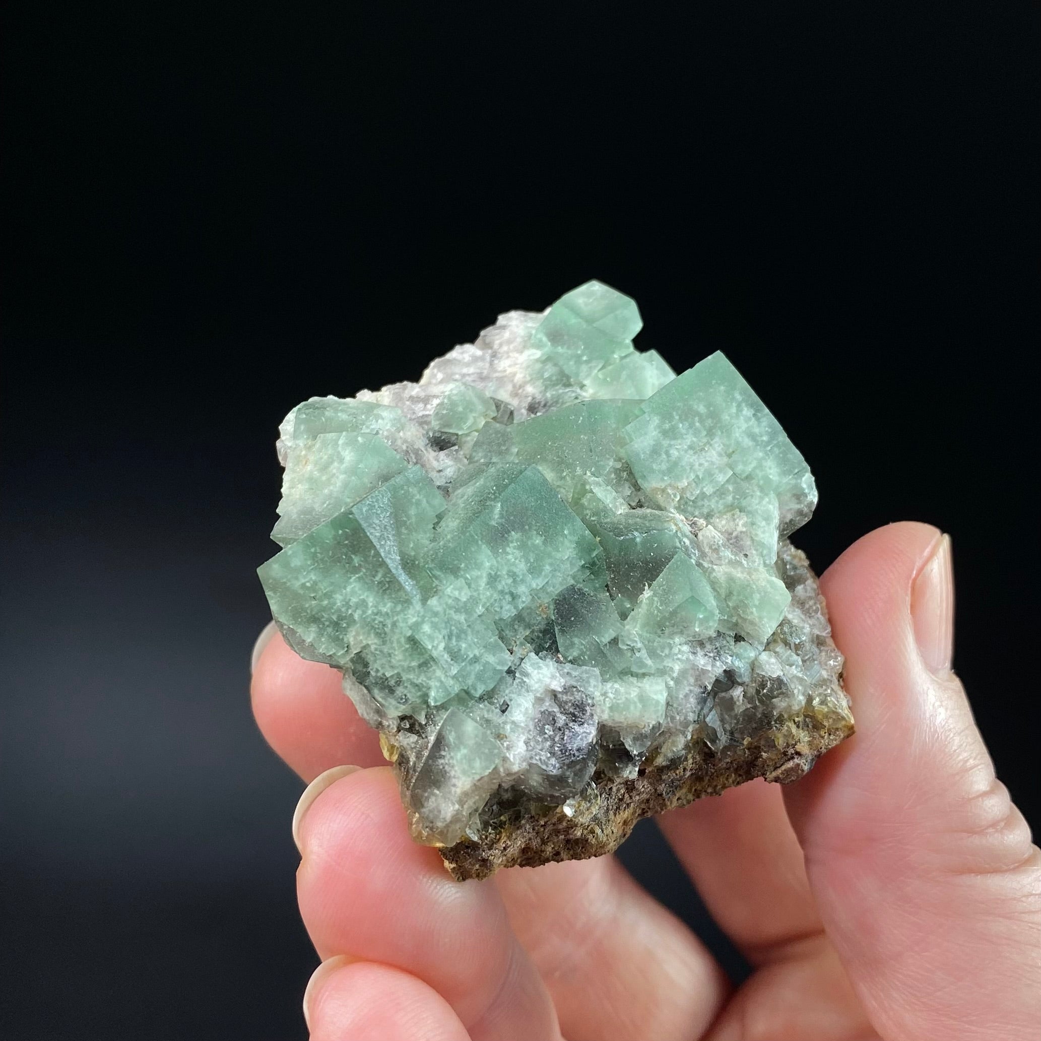 Diana Maria Mine Green Cubic Fluorite Cluster with Blue and White Fluorescence