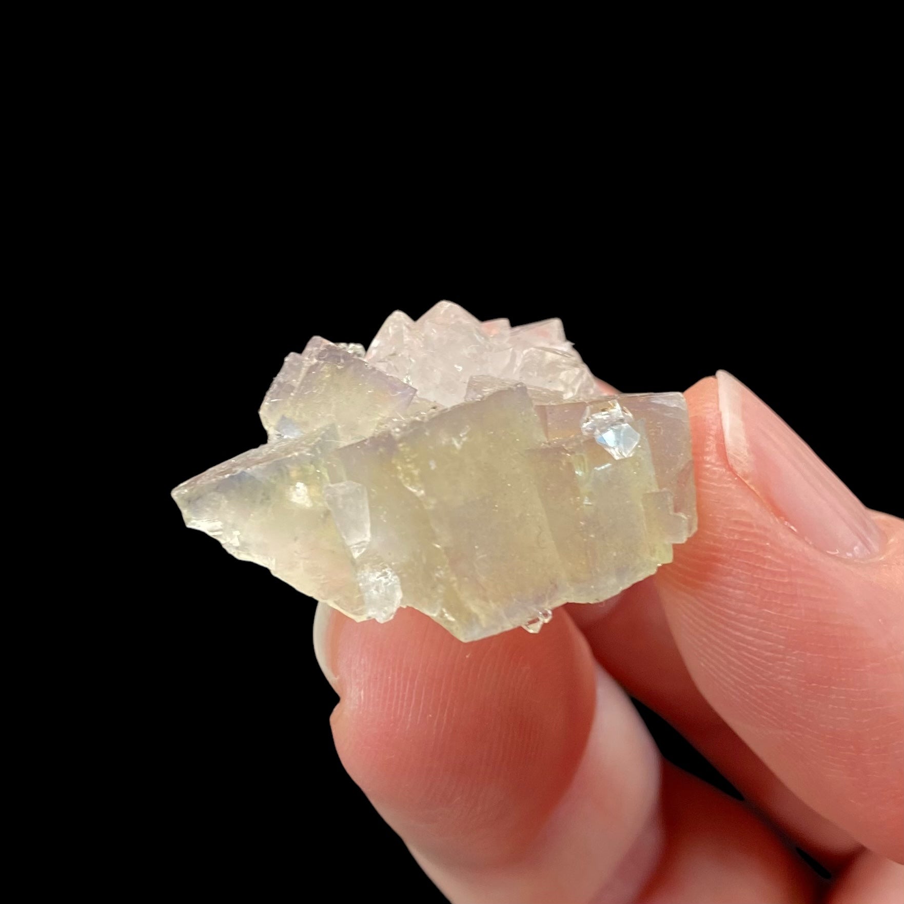 Pale Green Fluorite Cluster with Clear Quartz Crystals