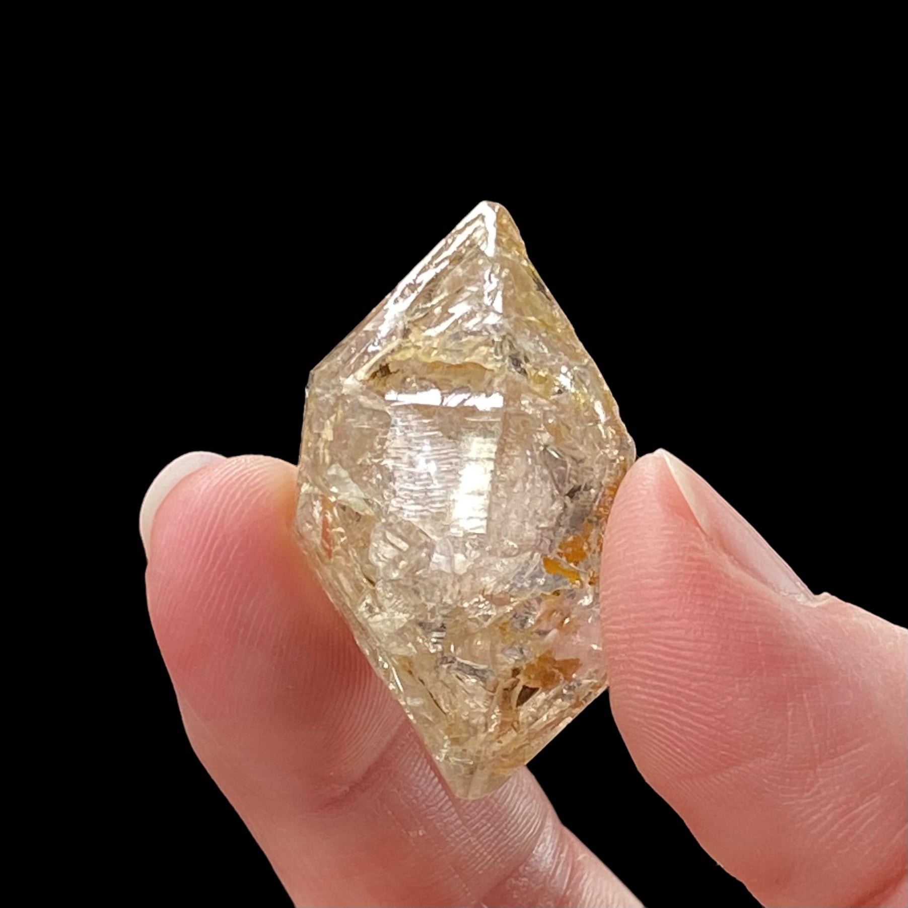 Double Terminated Fenster Quartz Crystal with Fluorescent Inclusions